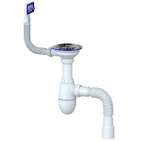 Сифон для мойки Unicorn В425, 40х50 гибкий отвод, 3 1/2'' х40 чаша из нержавеющей стали, прямоугольный перелив купить в Саратове | "Проконсим"