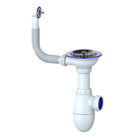 Сифон для мойки Unicorn В411, без отвода, 3 1/2'' х40 чаша из нержавеющей стали, круглый перелив купить в Саратове | "Проконсим"