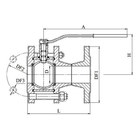 Кран стальной шаровой разборный BREEZE 11с41п, DN 50 PN 16, 180мм, полнопроходной, фланцевый с ручкой купить в Саратове | "Проконсим"