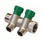 Коллектор латунный никелированный DN 20 2 выхода G 1/2'' с запорными клапанами плоское присоединение отвода,SGL купить в Саратове | "Проконсим"