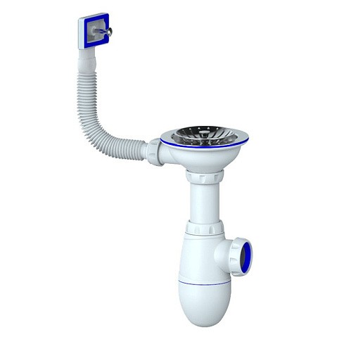 Сифон для мойки Unicorn В410P, без отвода, 3 1/2'' х40 чаша из нержавеющей стали, прямоугольный перелив купить в Саратове | "Проконсим"