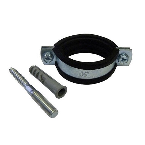 Хомут стальной оцинкованный 1 1/4'' (40-45) М8 с крепежом (шпилька и дюбель) купить в Саратове | "Проконсим"