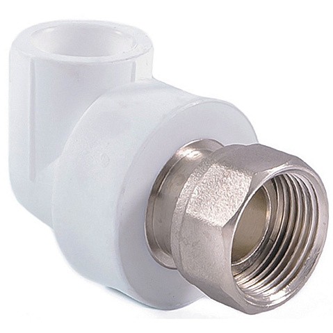Угольник комбинированный ПП 20-1/2'' PN 25 с накидной гайкой белый РТП 14265 купить в Саратове | "Проконсим"