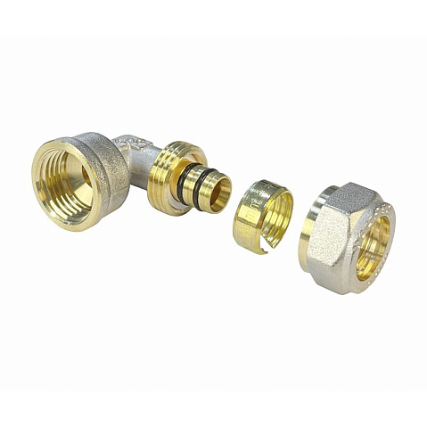 Угольник латунный для PEX труб 20-1/2'' PN 10 обжимной никелированный Valfex VF.352.N  купить в Саратове | "Проконсим"