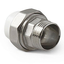  Муфта комбинированная ПП 20-1/2'' PN 25, разъёмная, с наружной резьбой, белая, Pro Aqua PA21008  (251239701) со склада Проконсим в Саратове