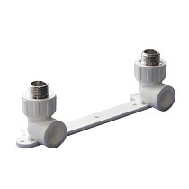 Угольник установочный ПП 25-1/2'' двойной с наружной резьбой белый Политэк купить в Саратове | "Проконсим"