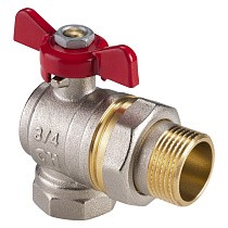 Краны латунные шаровые DN 15-50 PN 25 никелированные угловой бабочка муфта-штуцер американка MVI AquaHit BV.322.04 купить в Саратове | "Проконсим"