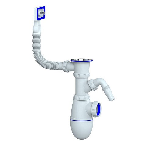 Сифон для мойки Unicorn В440V, без отвода, 1 1/2'' х40 чаша из нержавеющей стали, прямоугольный перелив купить в Саратове | "Проконсим"