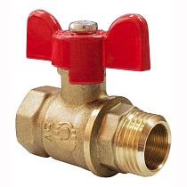 Краны латунные шаровые 11Б27фт1М DN 15-20 PN 40 бабочка муфта-штуцер Valfex Optima.218.LOB1 купить в Саратове | "Проконсим"