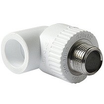 Угольники ПП DN 20-32 PN 25 комбинированные с наружной резьбой белые Pro Aqua купить в Саратове | "Проконсим"