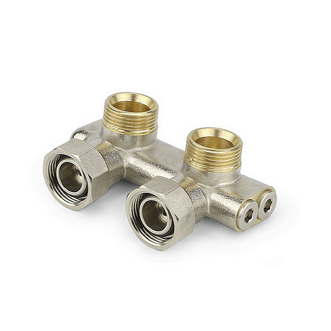 Узелы нижнего подключения VARMEGA VM139 DN20 угловой двухтрубный 3/4''x3/4'' евроконус, перекрёстный муфта-штуцер купить в Саратове | "Проконсим"