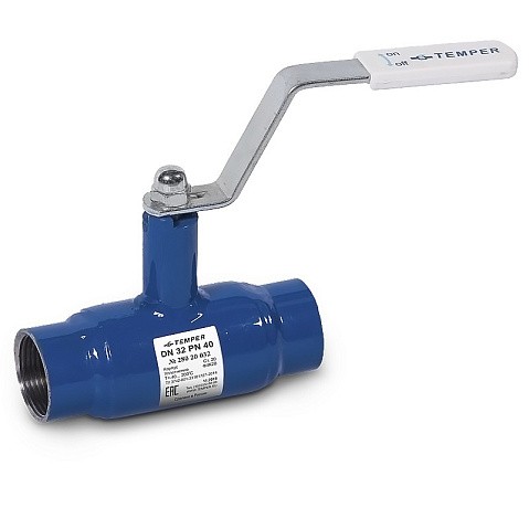 Кран стальной шаровой DN 32-25 PN40 100мм муфта-муфта с ручкой Temper купить в Саратове | "Проконсим"