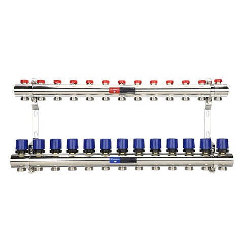 Коллекторная группа из латуни DN 25-13 вых. G-3/4'' евроконус, без расходомеров, без дренажного крана и воздухоотводчика VARMEGA VM15813 купить в Саратове | "Проконсим"