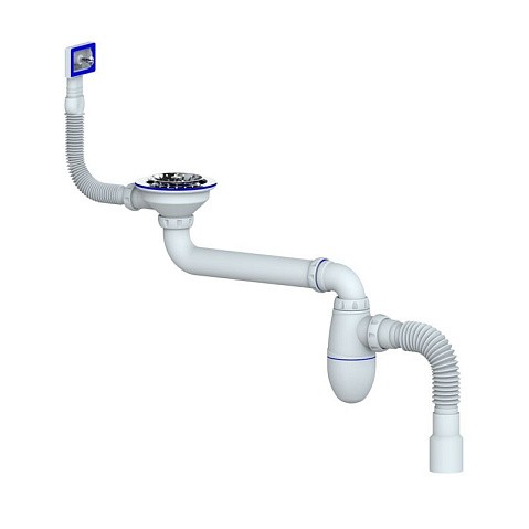 Сифон для умывальника Unicorn ВС22, 40х50 гибкий отвод, 3 1/2'' х40 чаша из нержавеющей стали, прямоугольный перелив купить в Саратове | "Проконсим"