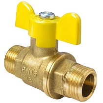 Краны латунные шаровые газовые 11Б27фтМ DN 15-20 PN 40 бабочка штуцер-штуцер Valfex.279.LB3 купить в Саратове | "Проконсим"