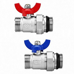  Кран шаровой латунный Varmega VM15951 никелированный прямой DN25 PN16 для коллектора (2 шт.) (930422031) со склада Проконсим в Саратове