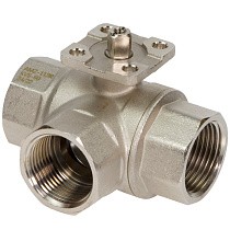Краны латунные шаровые трехходовые DN 20-25 PN 40 никелированные под привод РИДАН AMZ-113R купить в Саратове | "Проконсим"