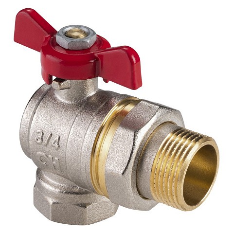 Кран латунный шаровой MVI AquaHit BV.322.04 DN 15 PN 25 бабочка американка полнопроходной угловой никелированный купить в Саратове | "Проконсим"